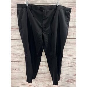 Joseph & Feiss Mens Black 100% Wool Pleated Cuffed Dress Pant 54 Waist 28 Inseam